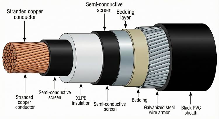 IEC 60502-2 Cable: Armoured Amg IEC 60502-2 XLPE Cables for Industrial Grids